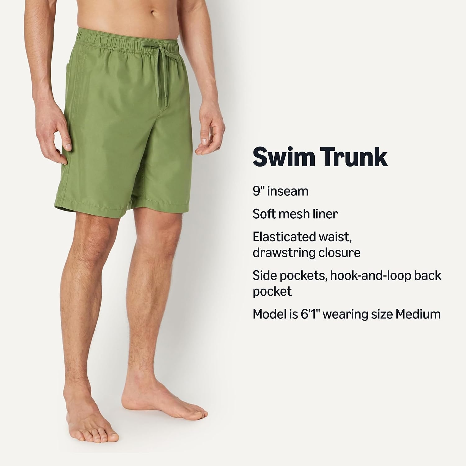image:imageAmazon Essentials Mens Mens 9 QuickDry Lightweight Breathable Swim Trunk with Mesh LinerOlive