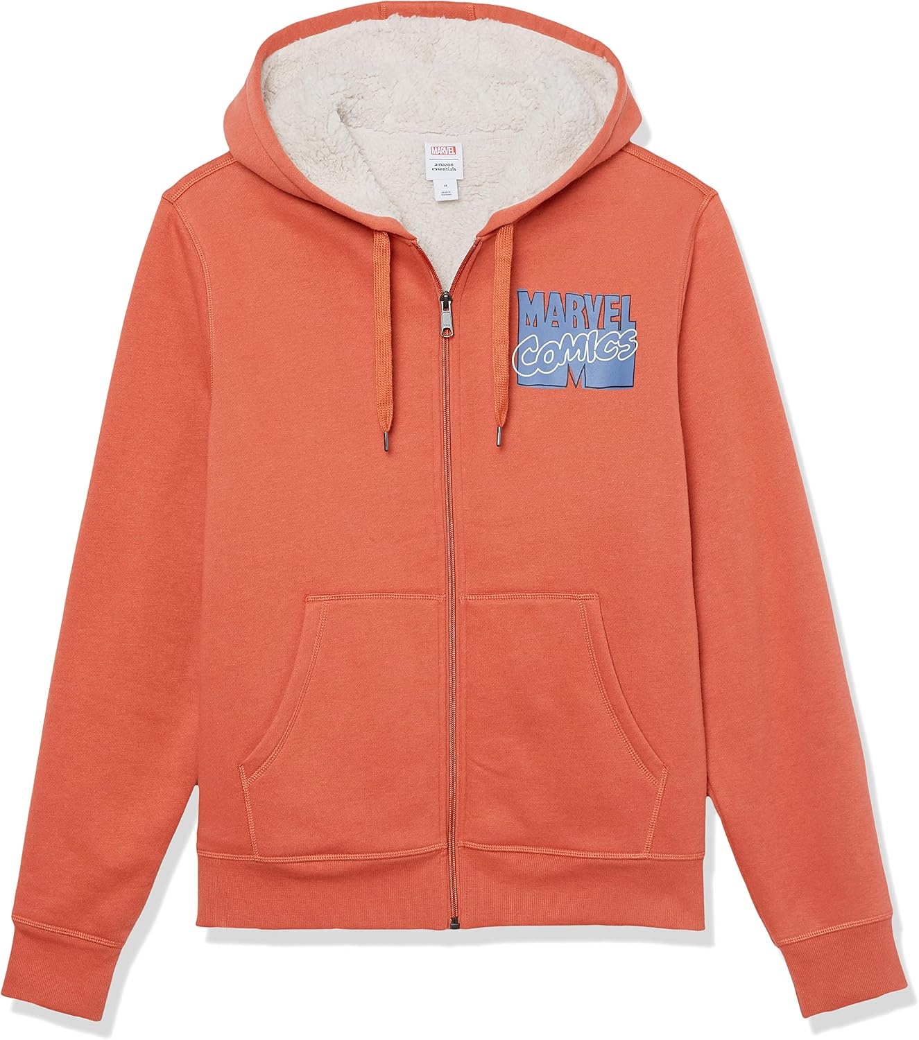 image:imageAmazon Essentials Mens SherpaLined Hooded Sweatshirt FullZip Hoodie with DrawstringMarvel Comic Logo
