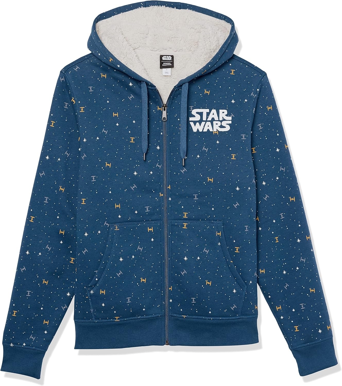 image:imageAmazon Essentials Mens SherpaLined Hooded Sweatshirt FullZip Hoodie with DrawstringStar Wars Logo Ships
