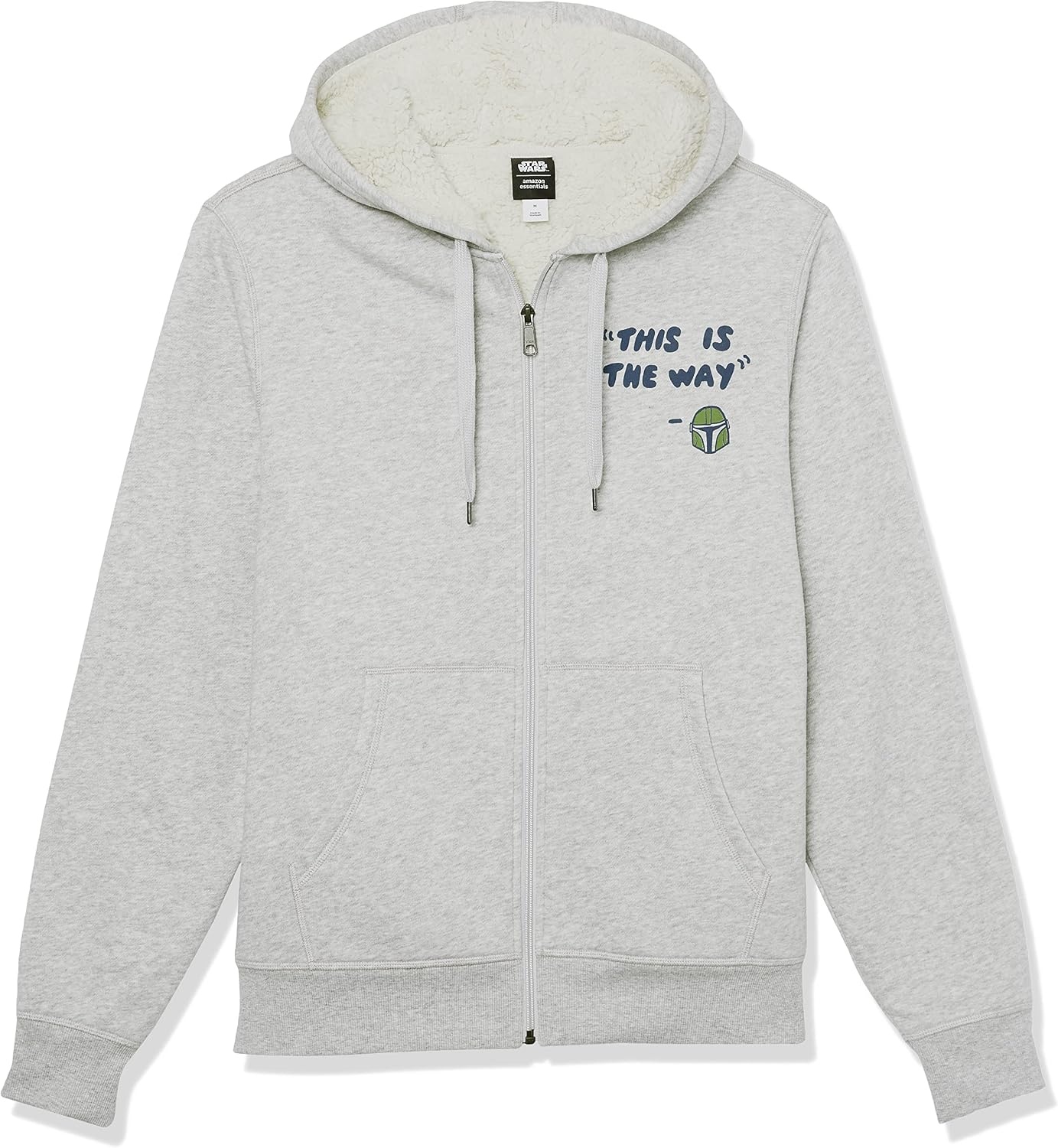 image:imageAmazon Essentials Mens SherpaLined Hooded Sweatshirt FullZip Hoodie with DrawstringStar Wars Mando Quote