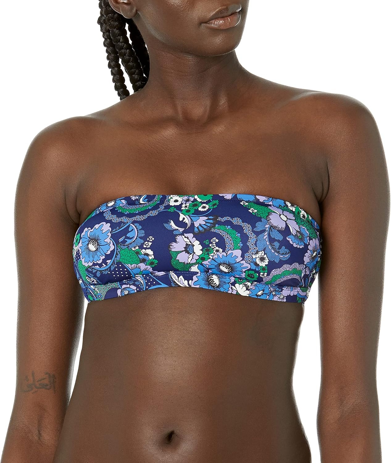 image:imageAmazon Essentials Womens Bandeau Swim Top with Removable StrapsDeep Blue Paisley