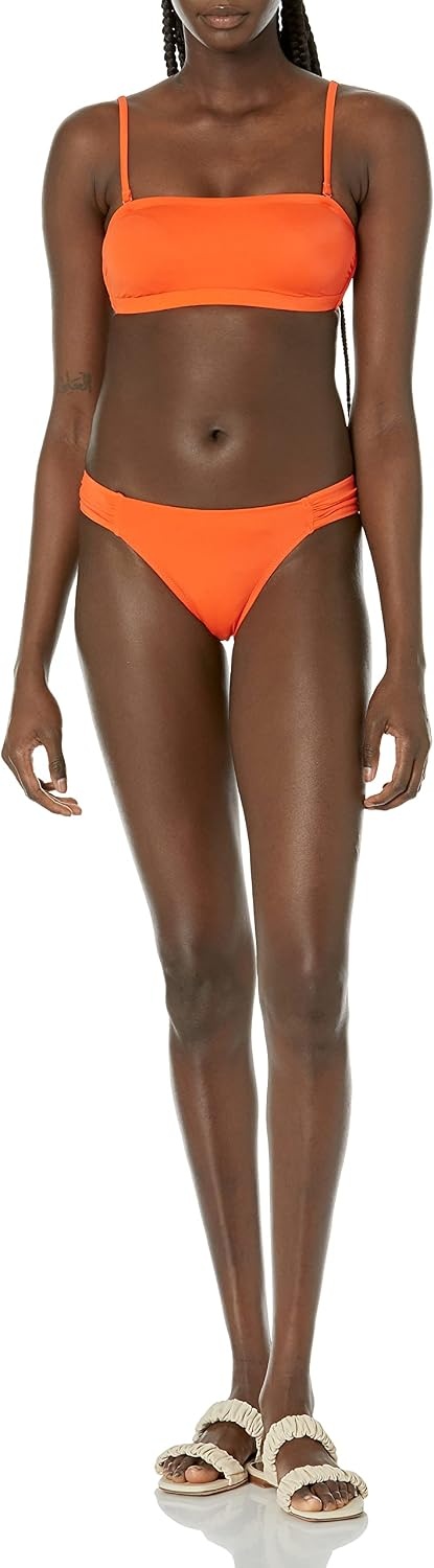 image:imageAmazon Essentials Womens Bandeau Swim Top with Removable StrapsOrange