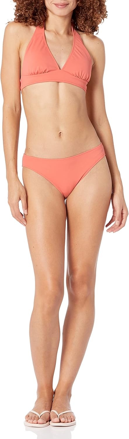 image:imageAmazon Essentials Womens Classic Full Coverage Bikini Swimsuit BottomCoral Pink