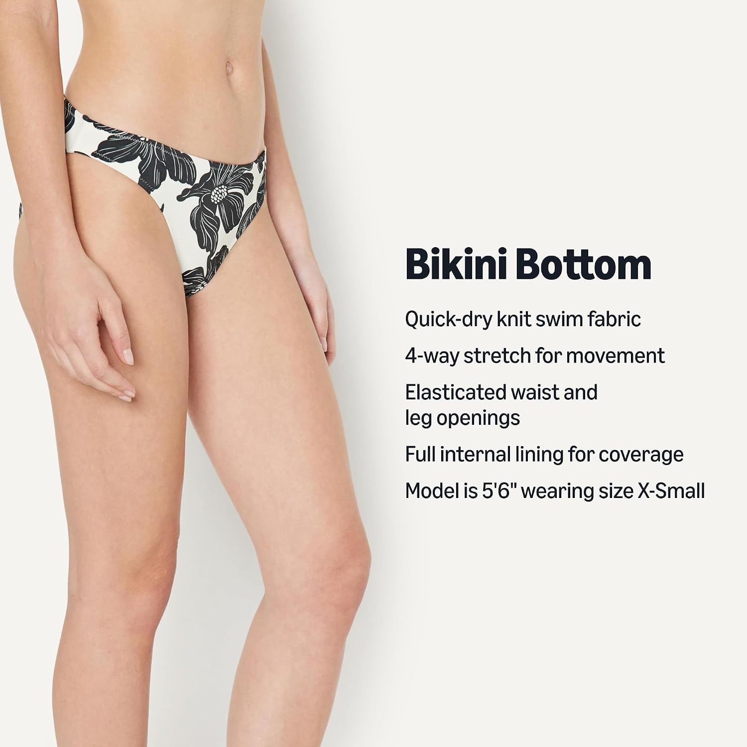 image:imageAmazon Essentials Womens Classic Full Coverage Bikini Swimsuit BottomCream Black Floral