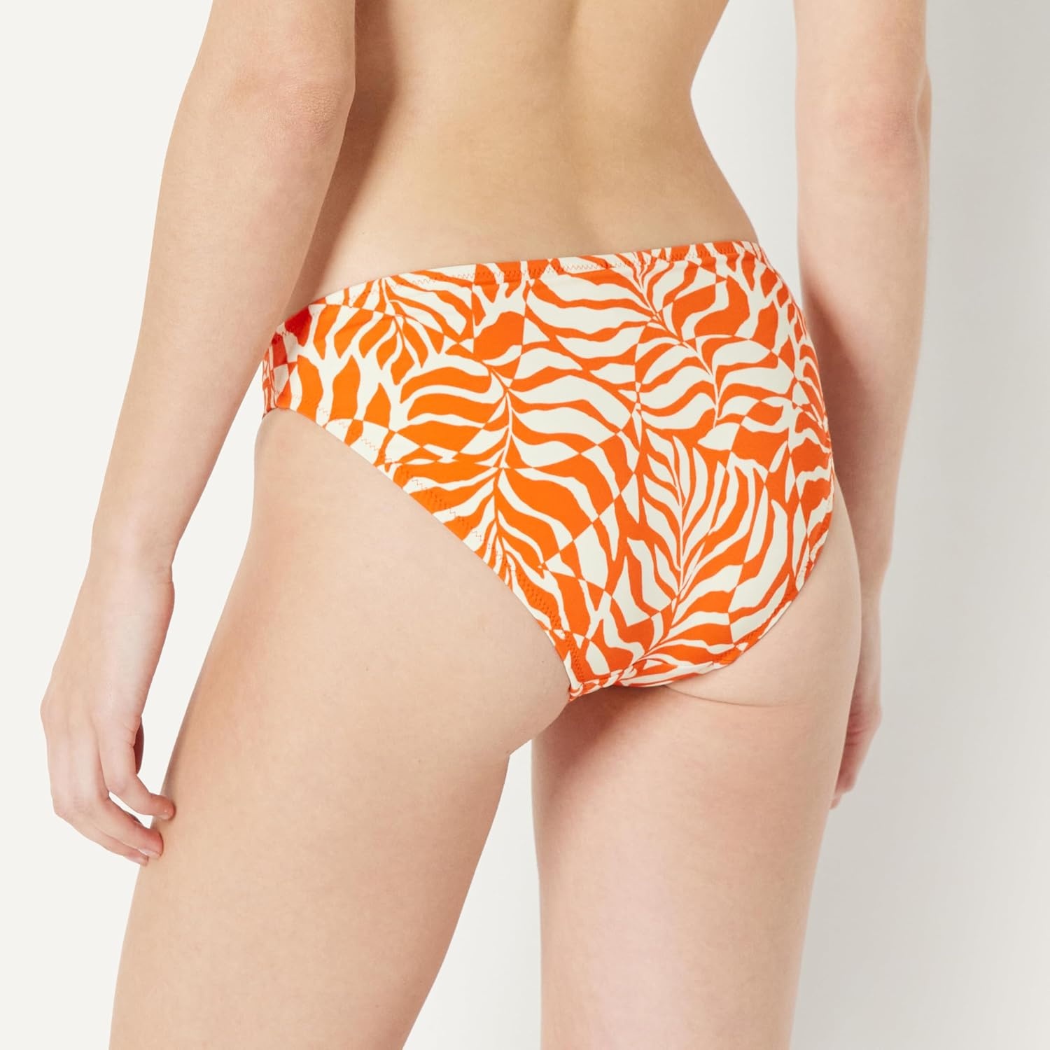 image:imageAmazon Essentials Womens Classic Full Coverage Bikini Swimsuit BottomRust Orange Abstract Palms