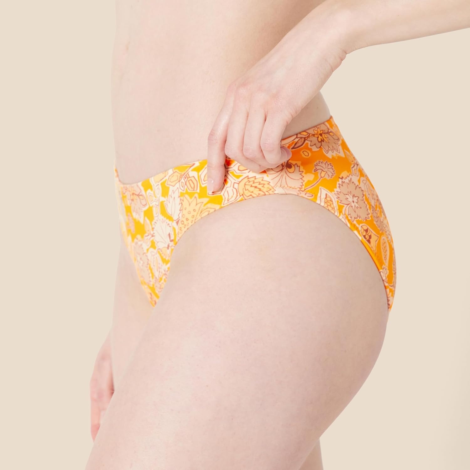 image:imageAmazon Essentials Womens Classic Full Coverage Bikini Swimsuit BottomYellow Multi Folk Floral