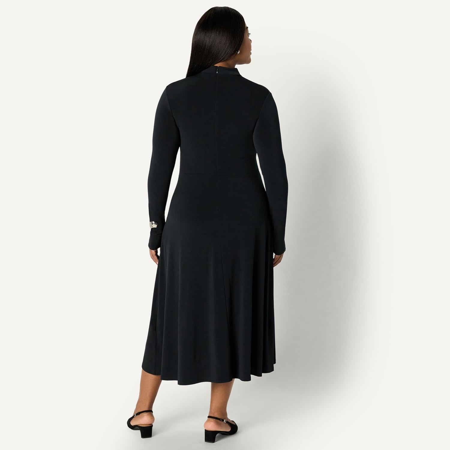 image:imageAmazon Essentials Womens Fit and Flare Jersey LongSleeved Maxi DressBlack