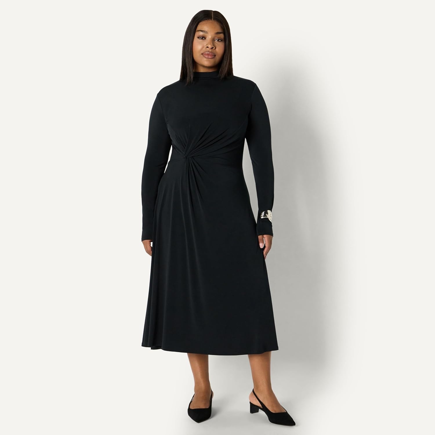 image:imageAmazon Essentials Womens Fit and Flare Jersey LongSleeved Maxi DressBlack