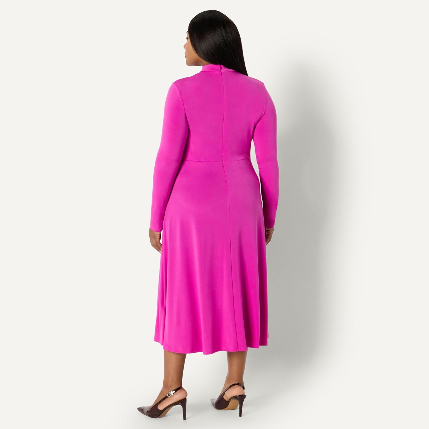 image:imageAmazon Essentials Womens Fit and Flare Jersey LongSleeved Maxi DressFuchsia