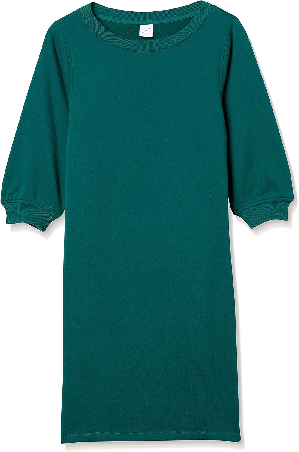 image:imageAmazon Essentials Womens Fleece Blouson Sleeve Boatneck Sweatshirt Dress Available in Plus SizeDark Green Heather