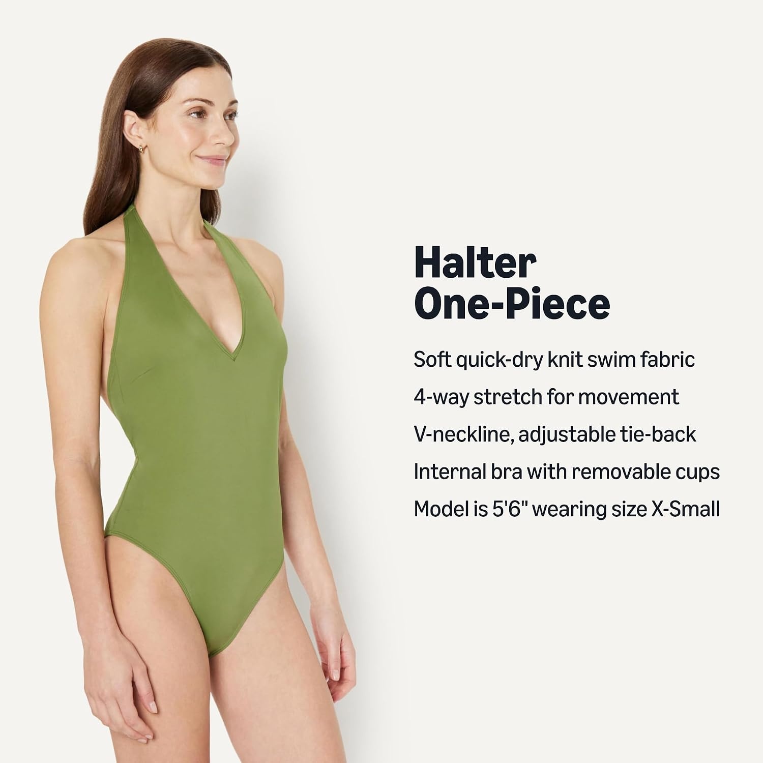 image:imageAmazon Essentials Womens Halter One Piece SwimsuitOlive