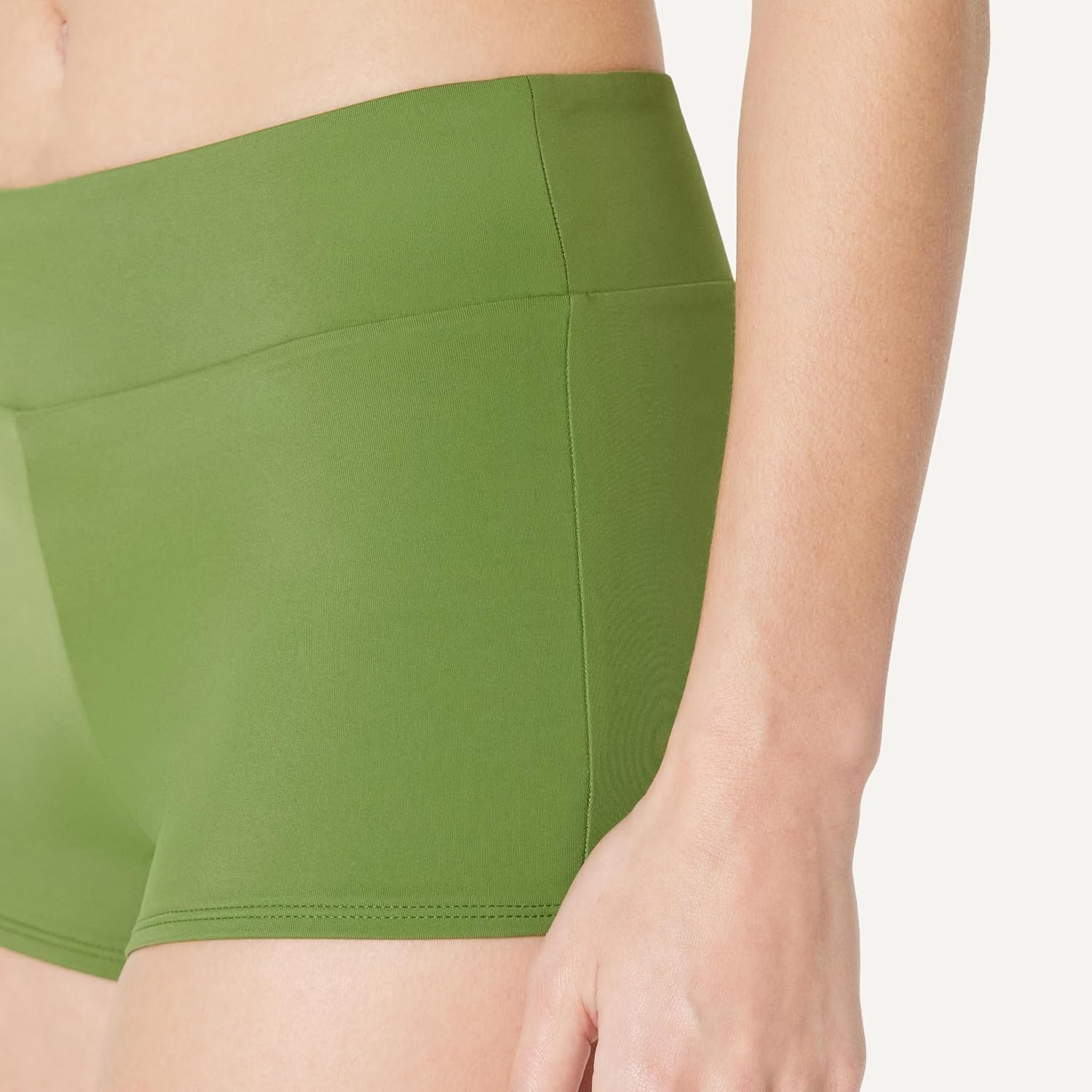 image:imageAmazon Essentials Womens High Rise Boy Short Swim Bikini BottomOlive