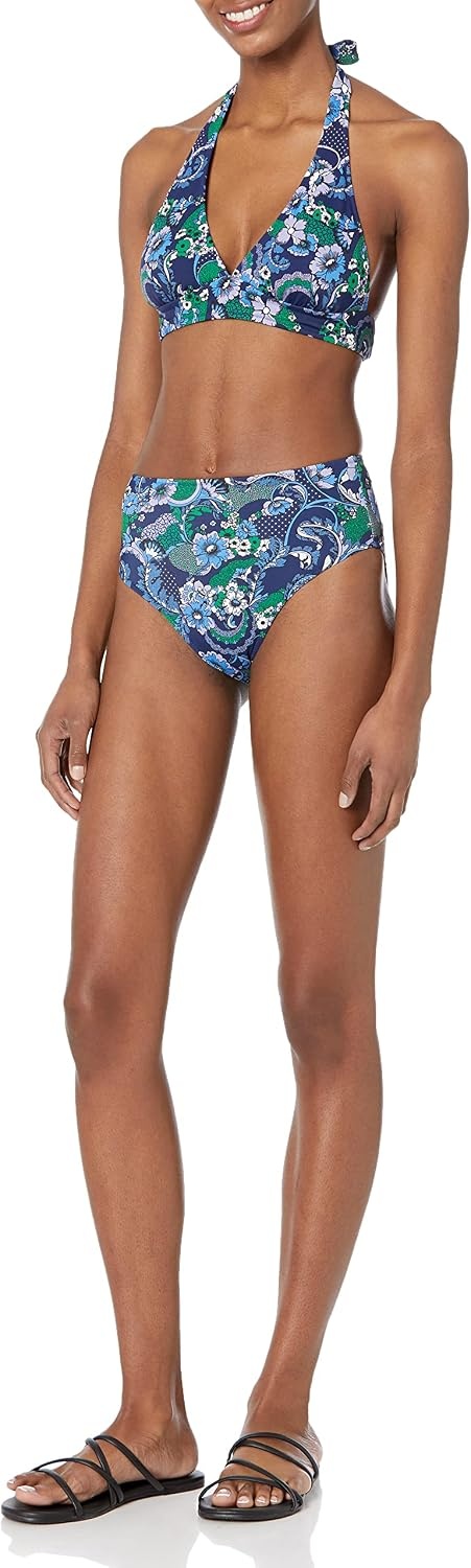 image:imageAmazon Essentials Womens High Waist High Leg Bikini BottomDeep Blue Paisley