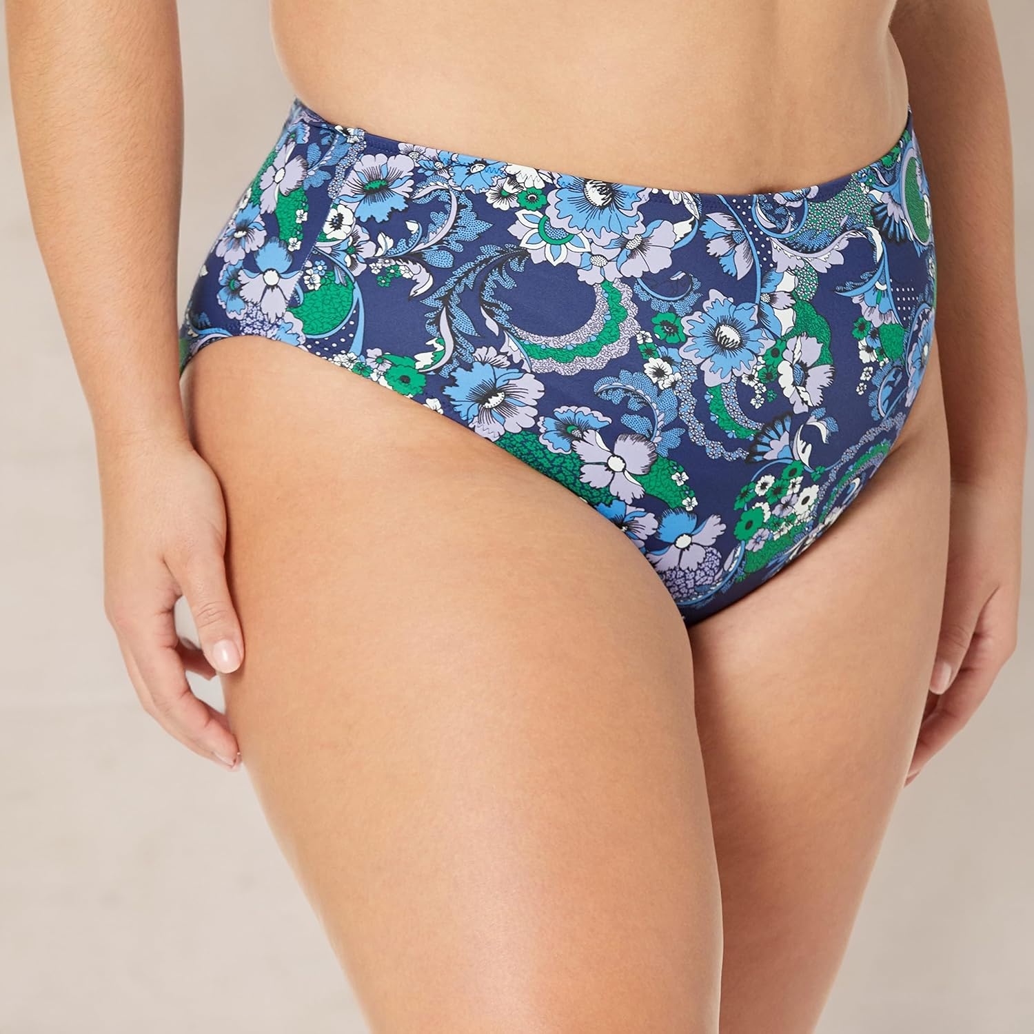 image:imageAmazon Essentials Womens High Waist High Leg Bikini BottomDeep Blue Paisley
