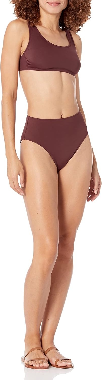 image:imageAmazon Essentials Womens High Waist High Leg Bikini BottomDeep Brown