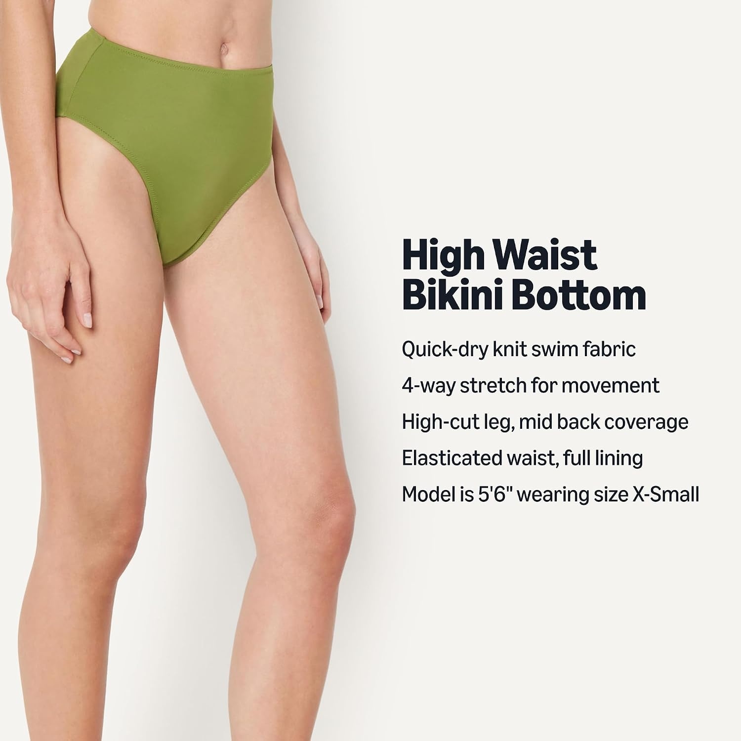 image:imageAmazon Essentials Womens High Waist High Leg Bikini BottomOlive