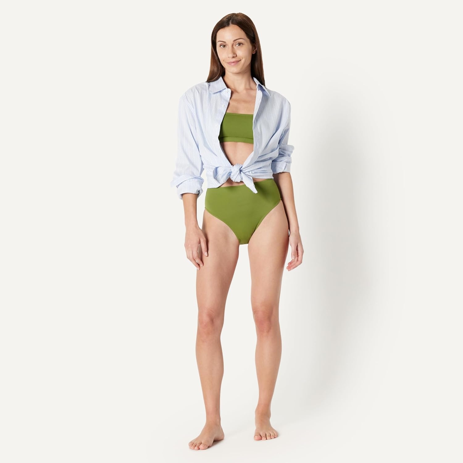 image:imageAmazon Essentials Womens High Waist High Leg Bikini BottomOlive
