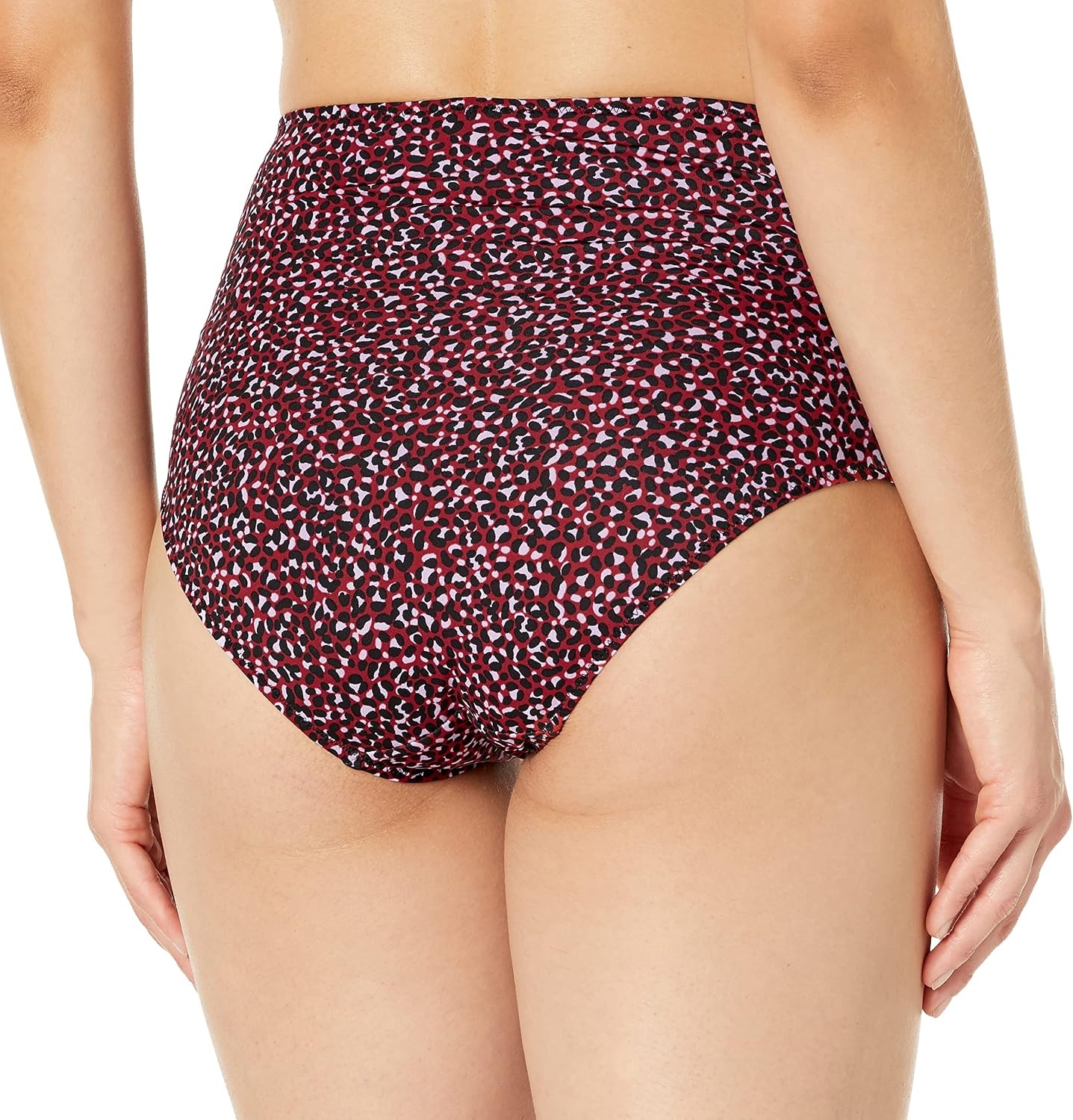 image:imageAmazon Essentials Womens High Waist Swim Bottom Available in Plus SizeBrick Red Leopard