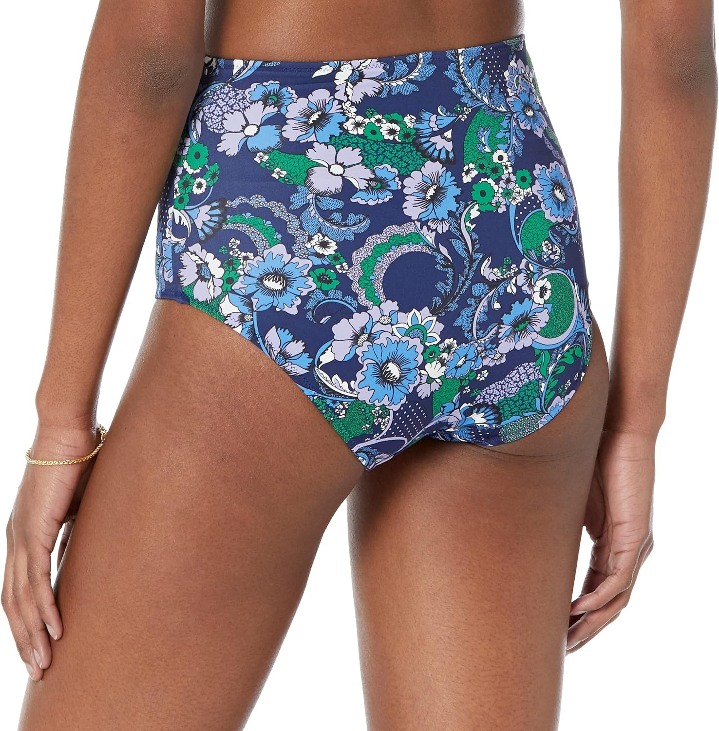 image:imageAmazon Essentials Womens High Waist Swim Bottom Available in Plus SizeDeep Blue Paisley