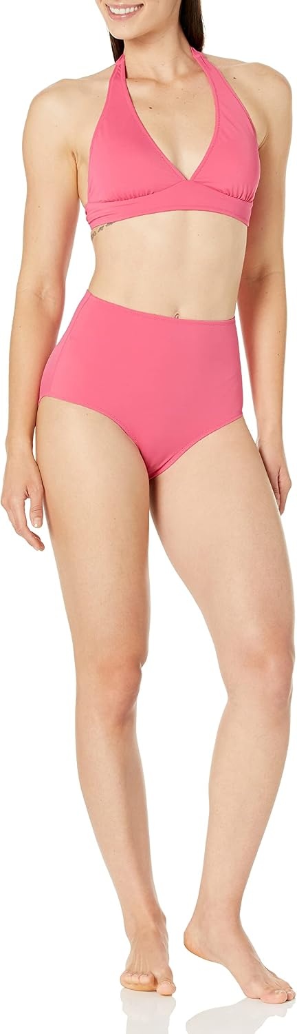 image:imageAmazon Essentials Womens High Waist Swim Bottom Available in Plus SizeHot Pink