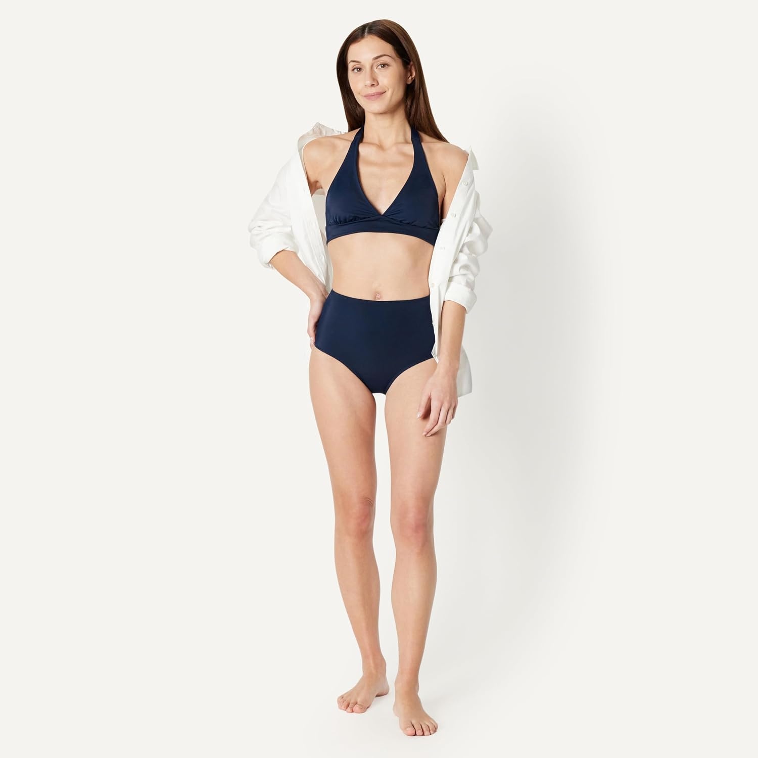 image:imageAmazon Essentials Womens High Waist Swim Bottom Available in Plus SizeNavy