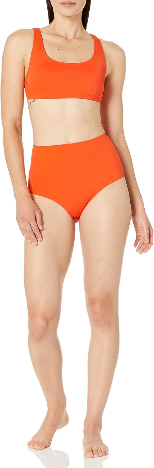 image:imageAmazon Essentials Womens High Waist Swim Bottom Available in Plus SizeOrange