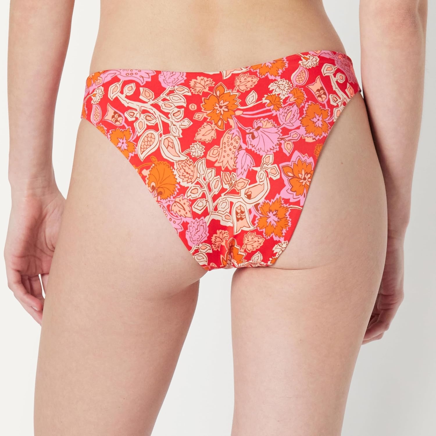 image:imageAmazon Essentials Womens HighRise HighLeg Swim Bikini BottomBright Poppy Red Folk Floral