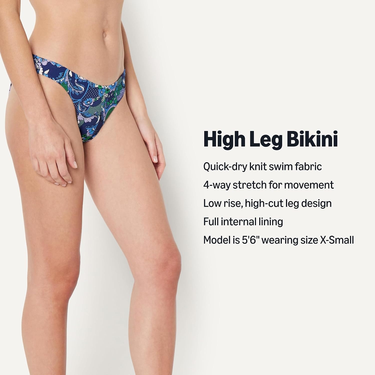 image:imageAmazon Essentials Womens HighRise HighLeg Swim Bikini BottomDeep Blue Paisley