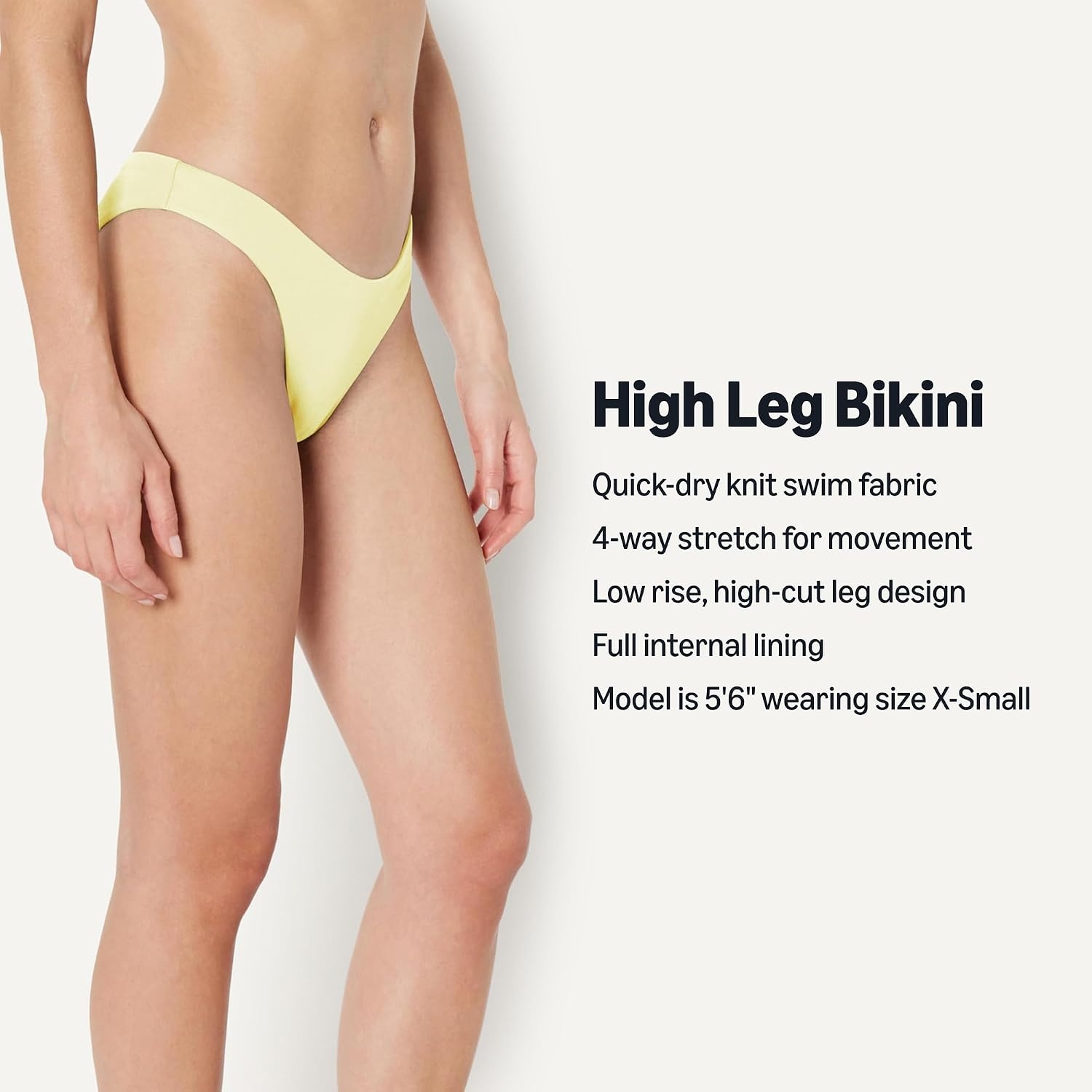 image:imageAmazon Essentials Womens HighRise HighLeg Swim Bikini BottomLight Yellow