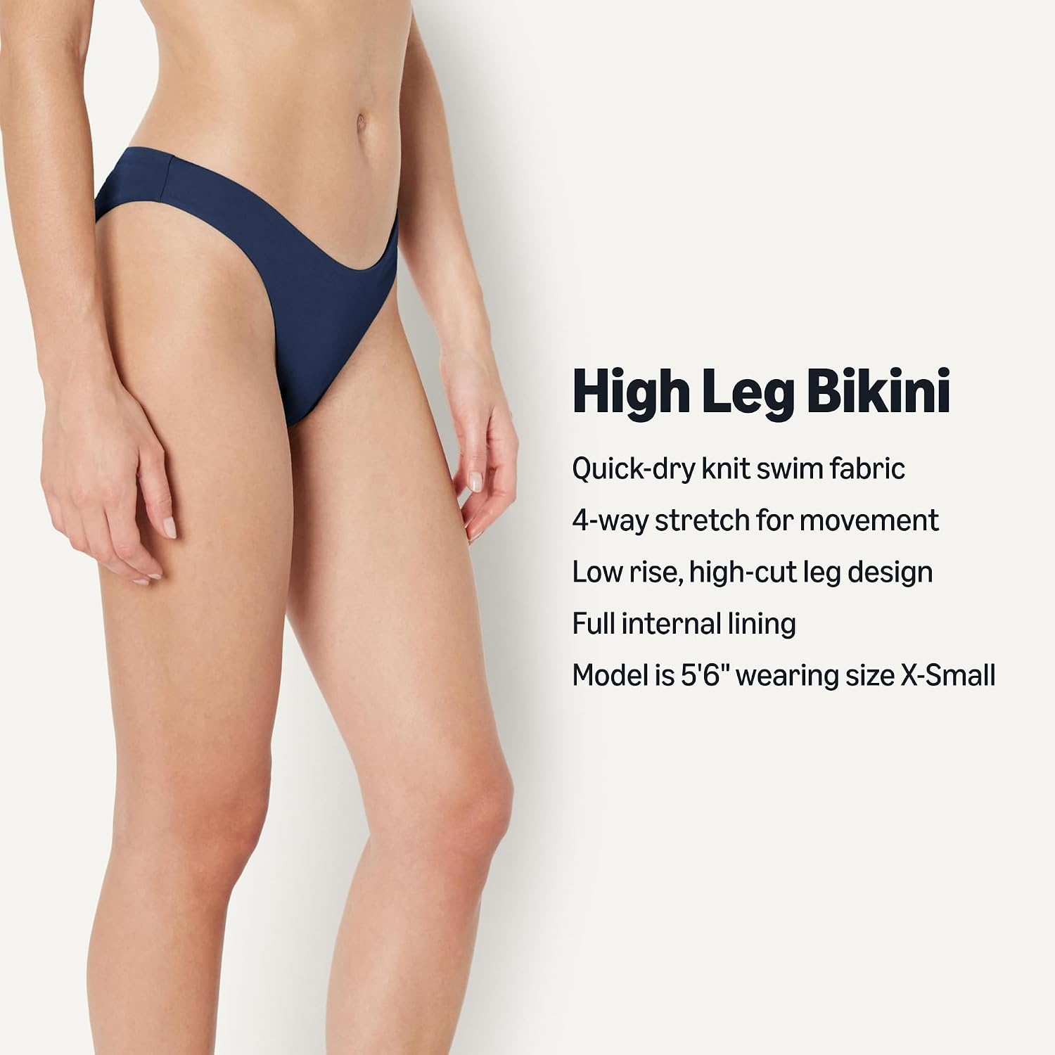 image:imageAmazon Essentials Womens HighRise HighLeg Swim Bikini BottomNavy