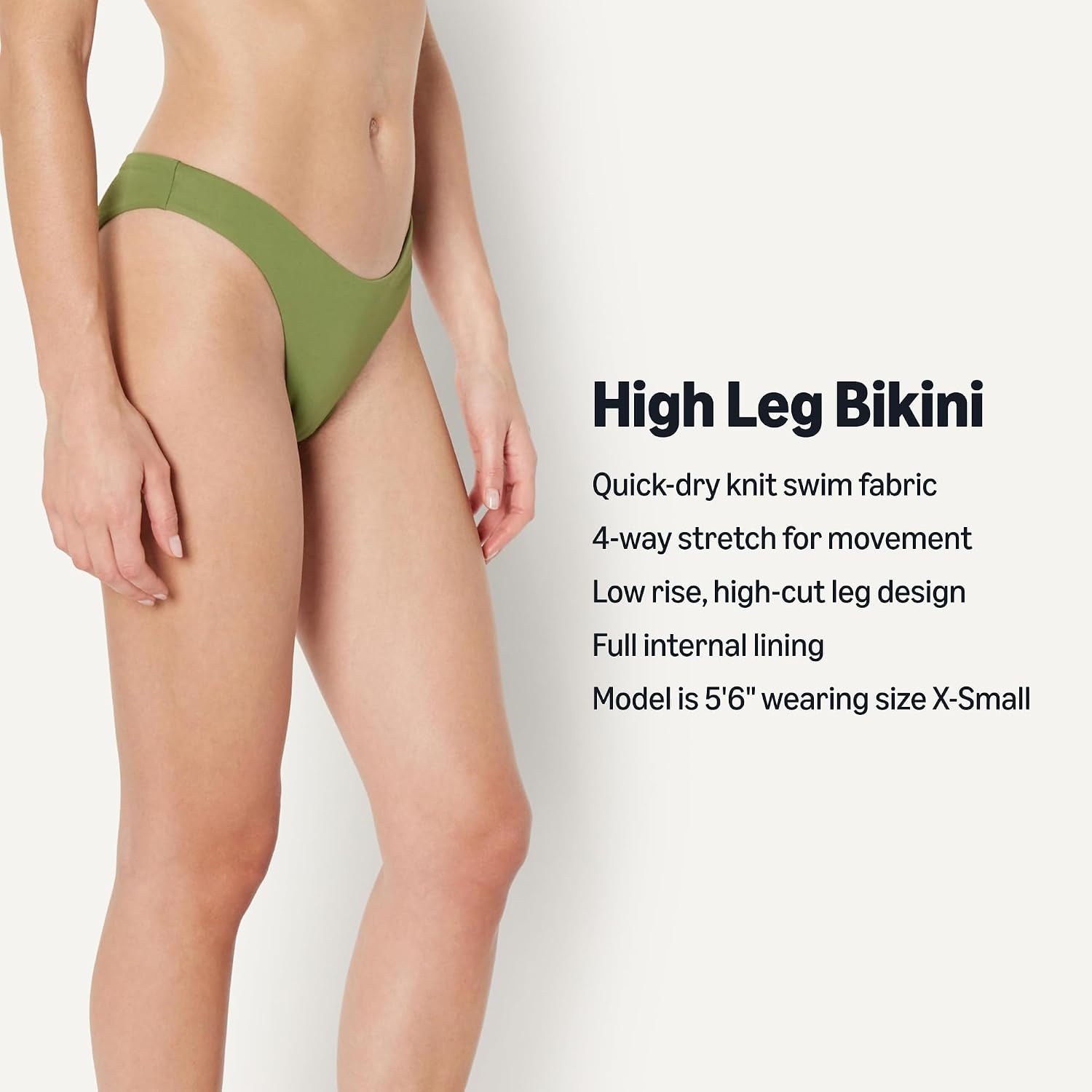 image:imageAmazon Essentials Womens HighRise HighLeg Swim Bikini BottomOlive