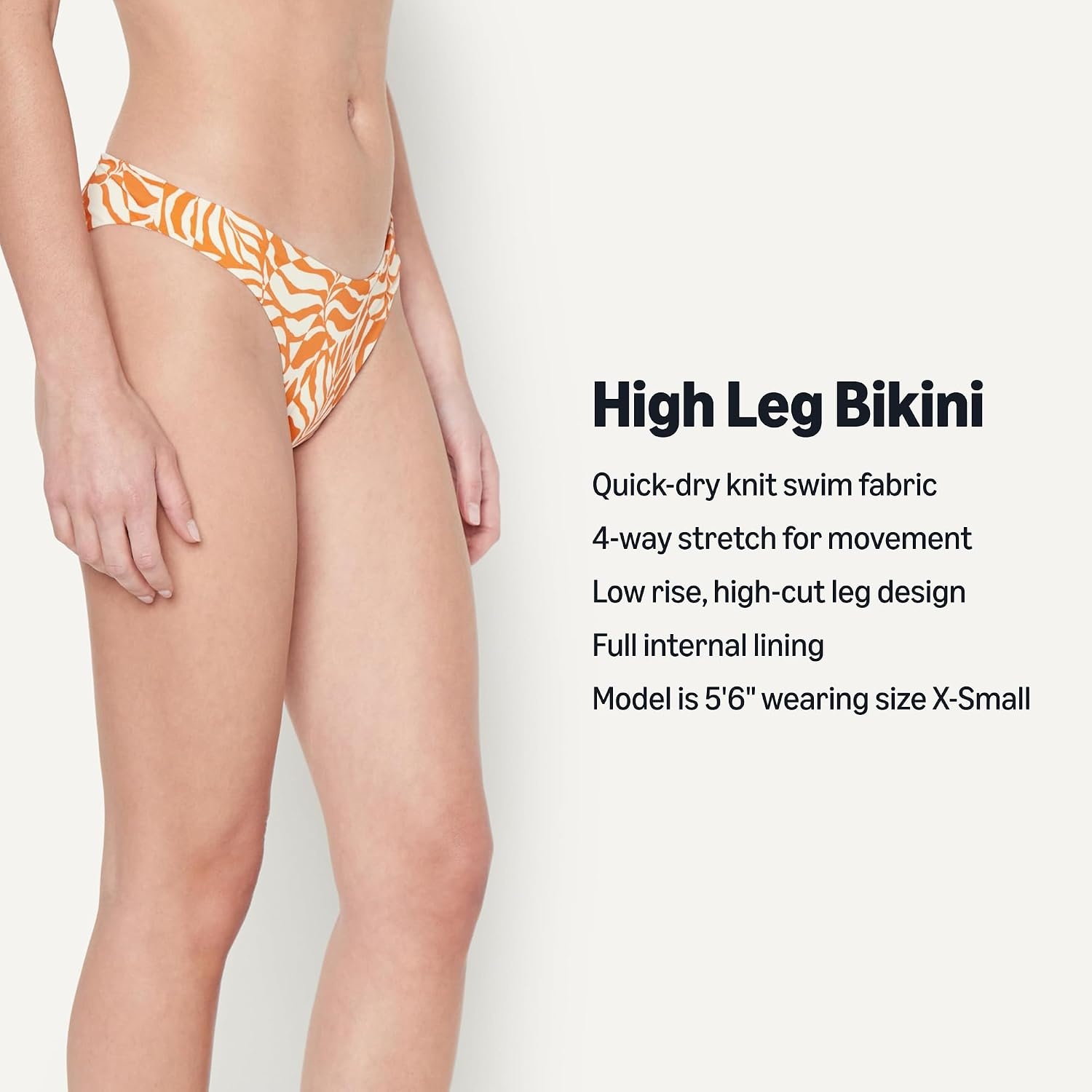 image:imageAmazon Essentials Womens HighRise HighLeg Swim Bikini BottomRust Orange Abstract Palms