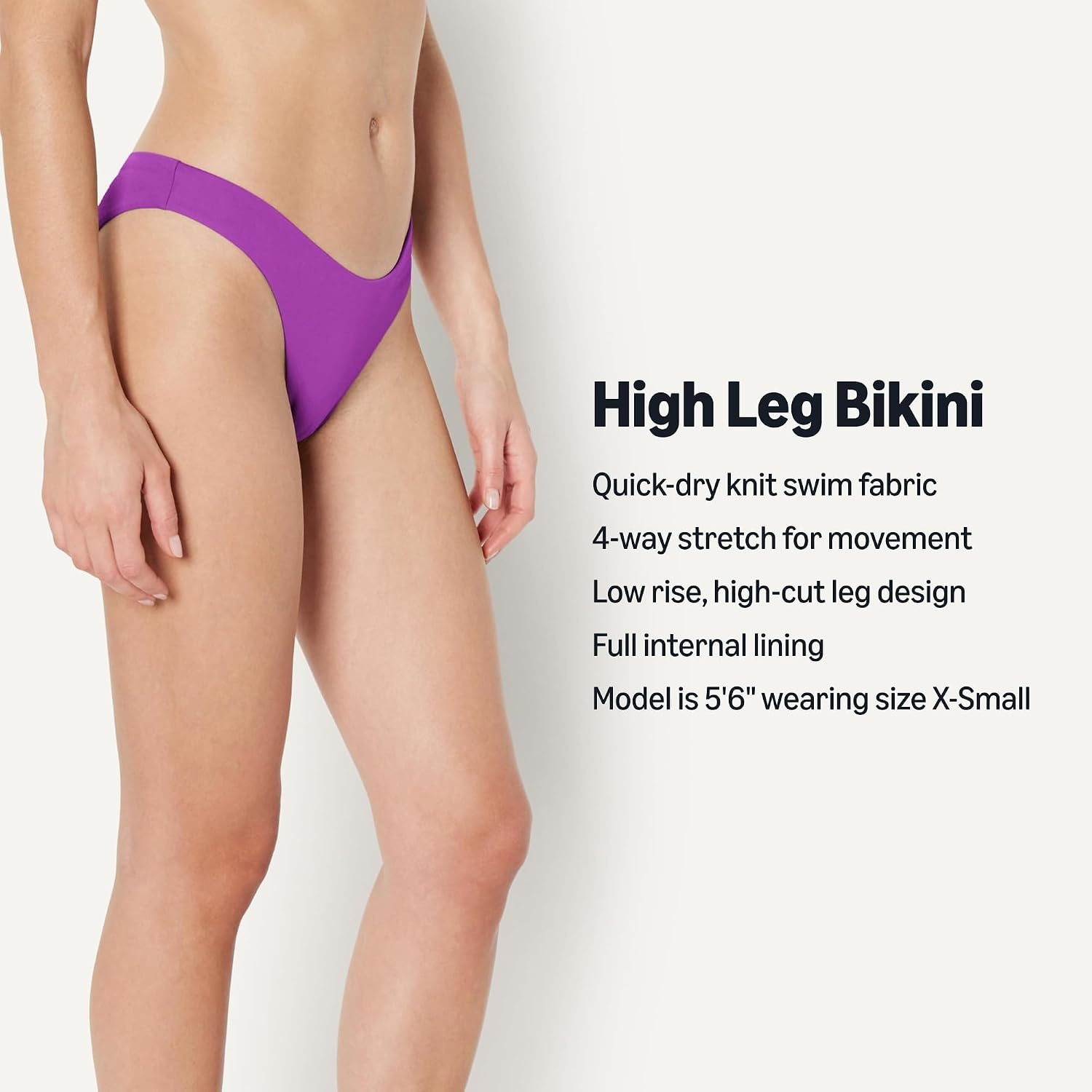 image:imageAmazon Essentials Womens HighRise HighLeg Swim Bikini BottomViolet