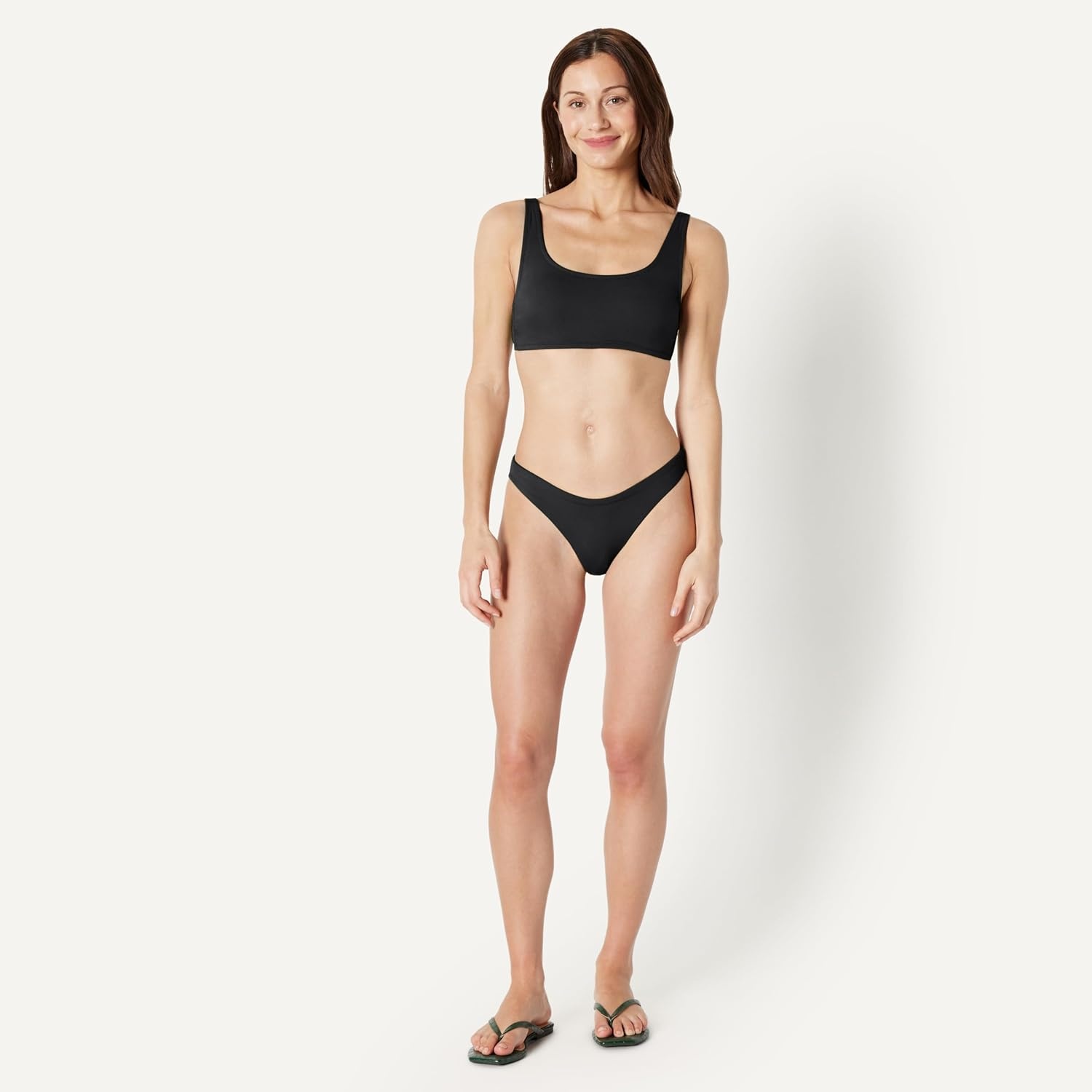 image:imageAmazon Essentials Womens HighRise HighLeg Swim Bikini BottomWashed Black
