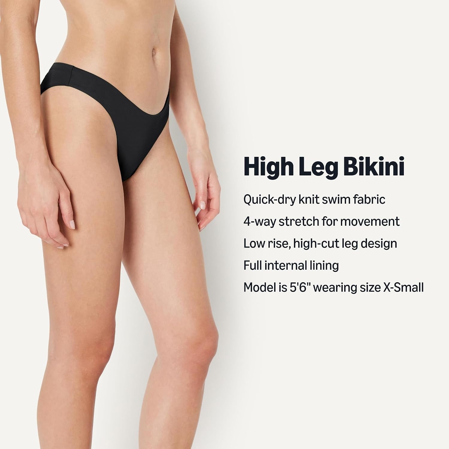 image:imageAmazon Essentials Womens HighRise HighLeg Swim Bikini BottomWashed Black