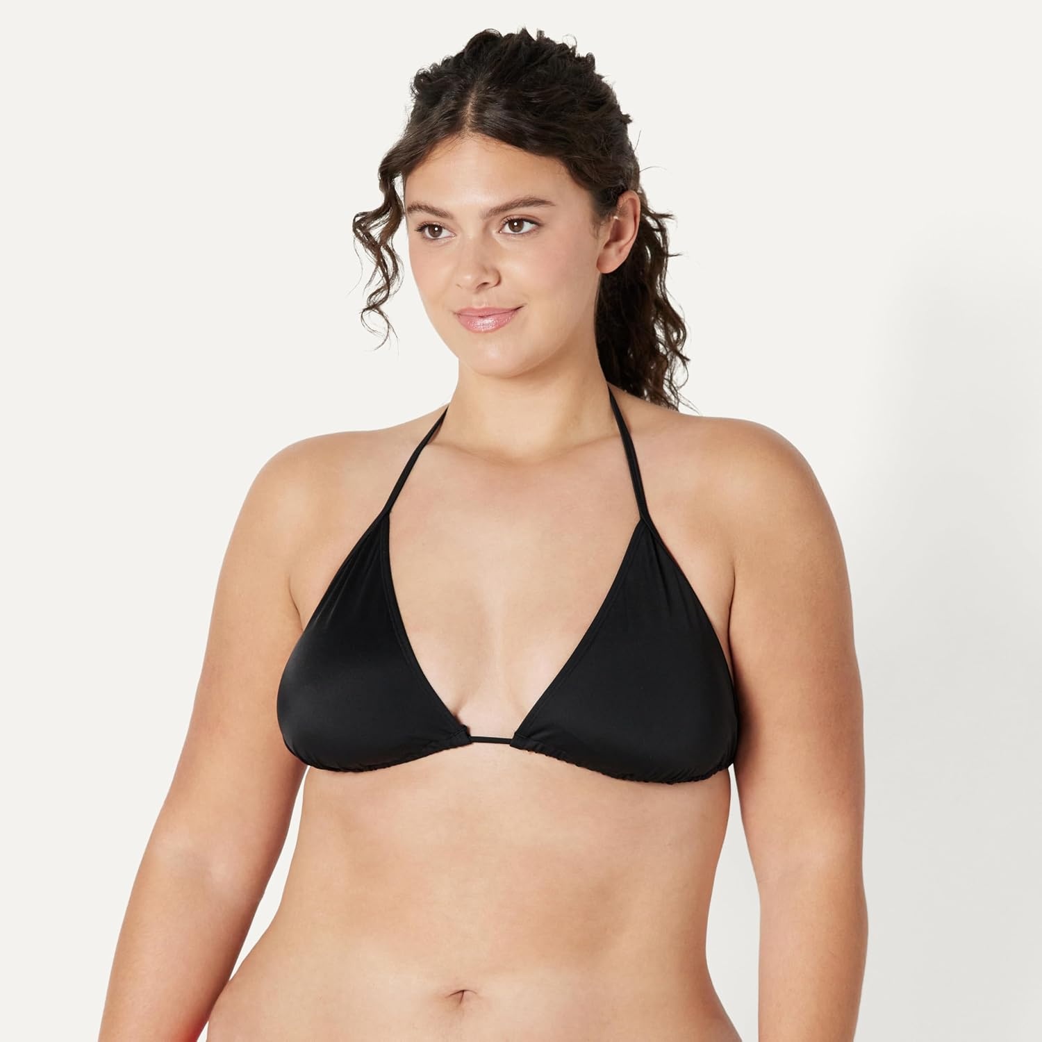 image:imageAmazon Essentials Womens Light Support Triangle Bikini Top with Removable CupsBlack