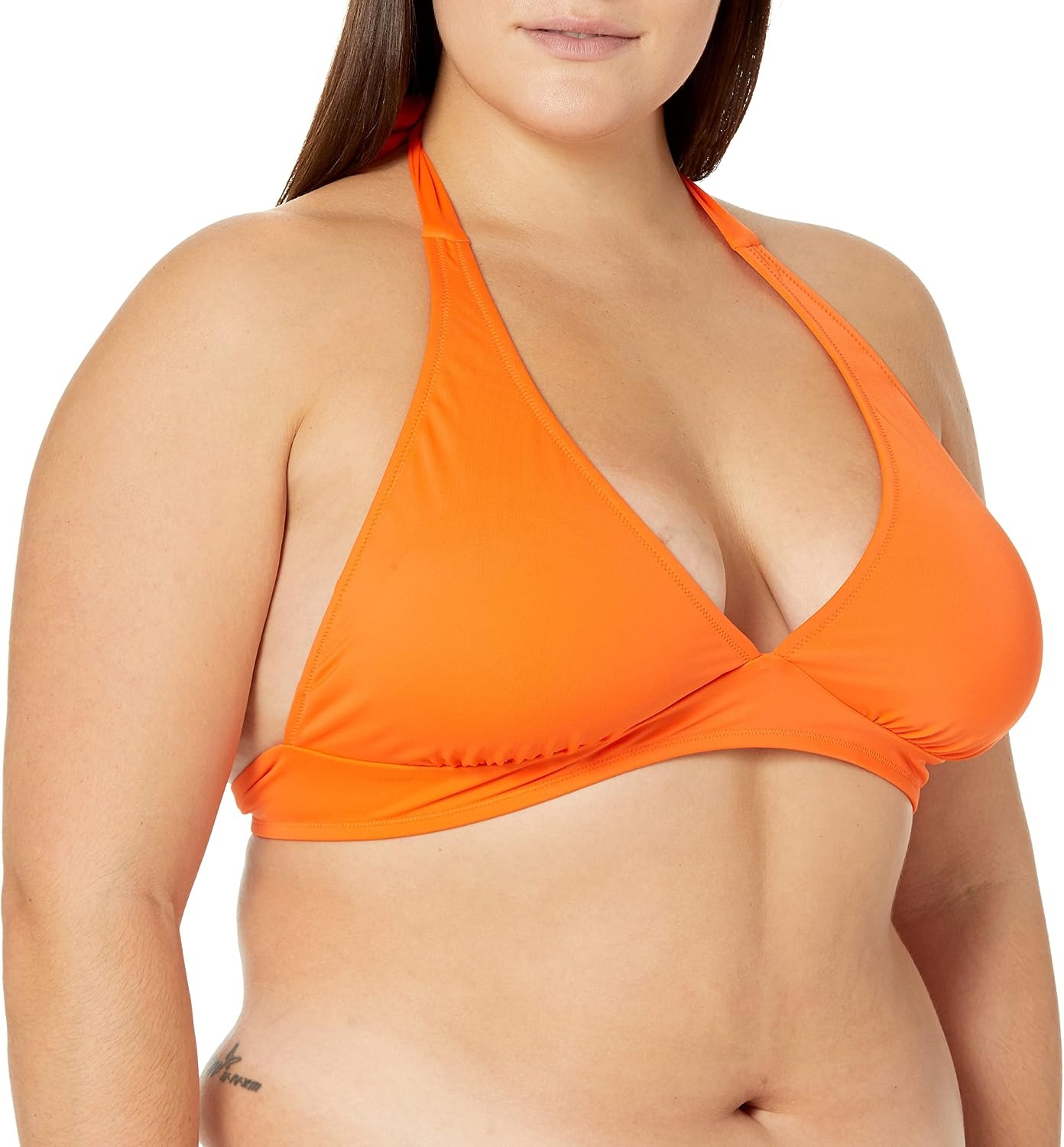 image:imageAmazon Essentials Womens LightSupport Padded Tie Halter Bikini Swimsuit Top Available in Plus SizeOrange