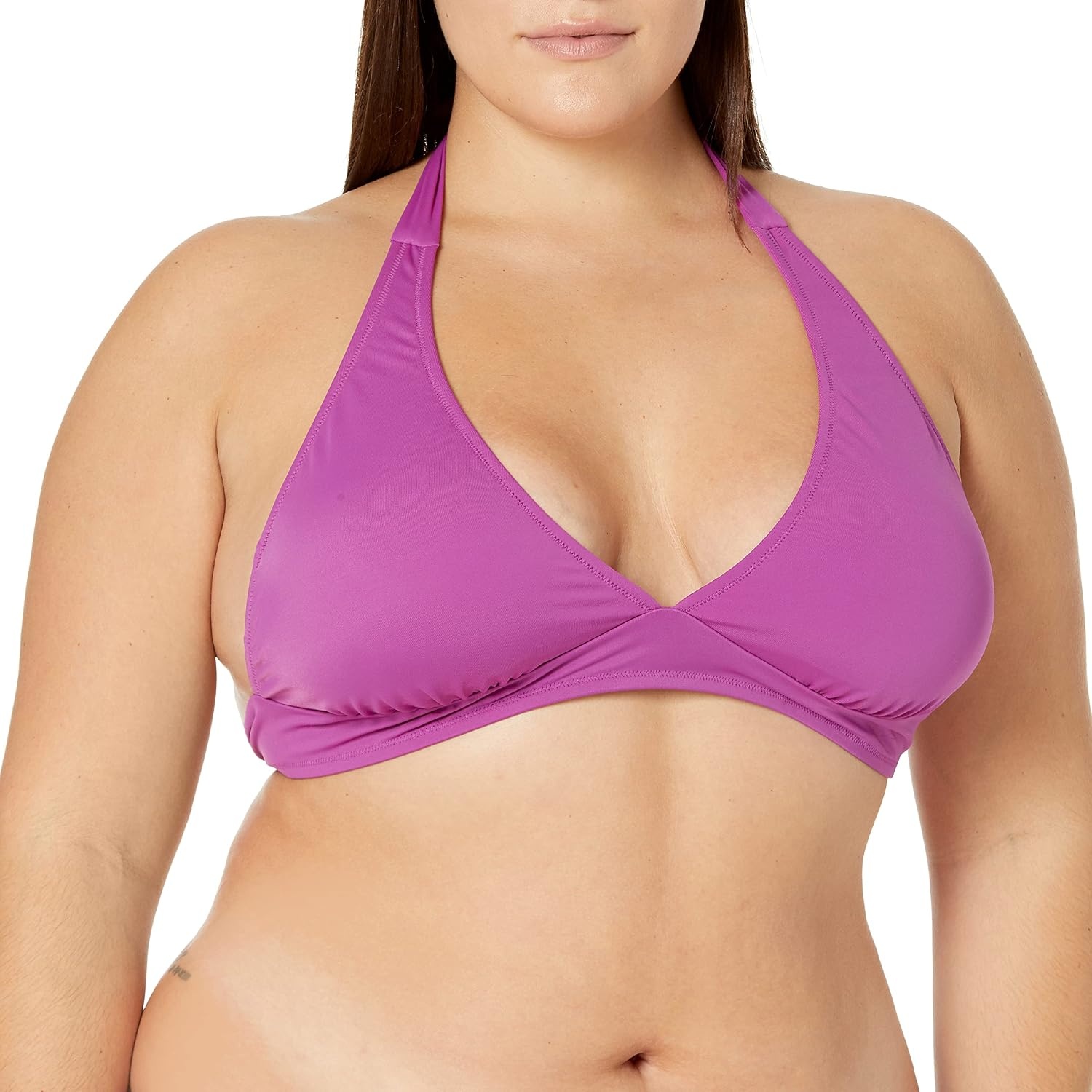 image:imageAmazon Essentials Womens LightSupport Padded Tie Halter Bikini Swimsuit Top Available in Plus SizeViolet