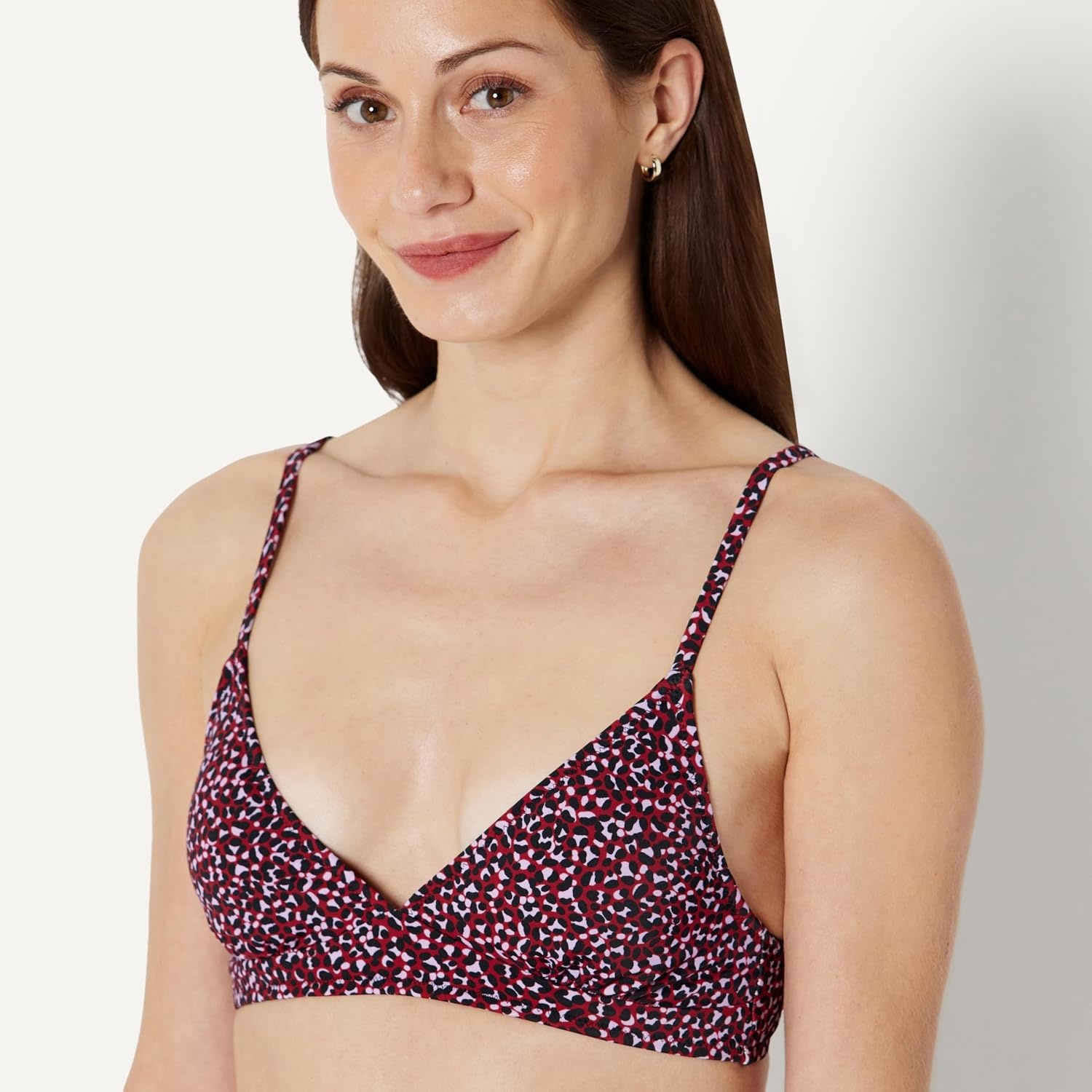 image:imageAmazon Essentials Womens LightSupport Triangle Bikini Swimsuit Top with Adjustable StrapsBrick Red Leopard