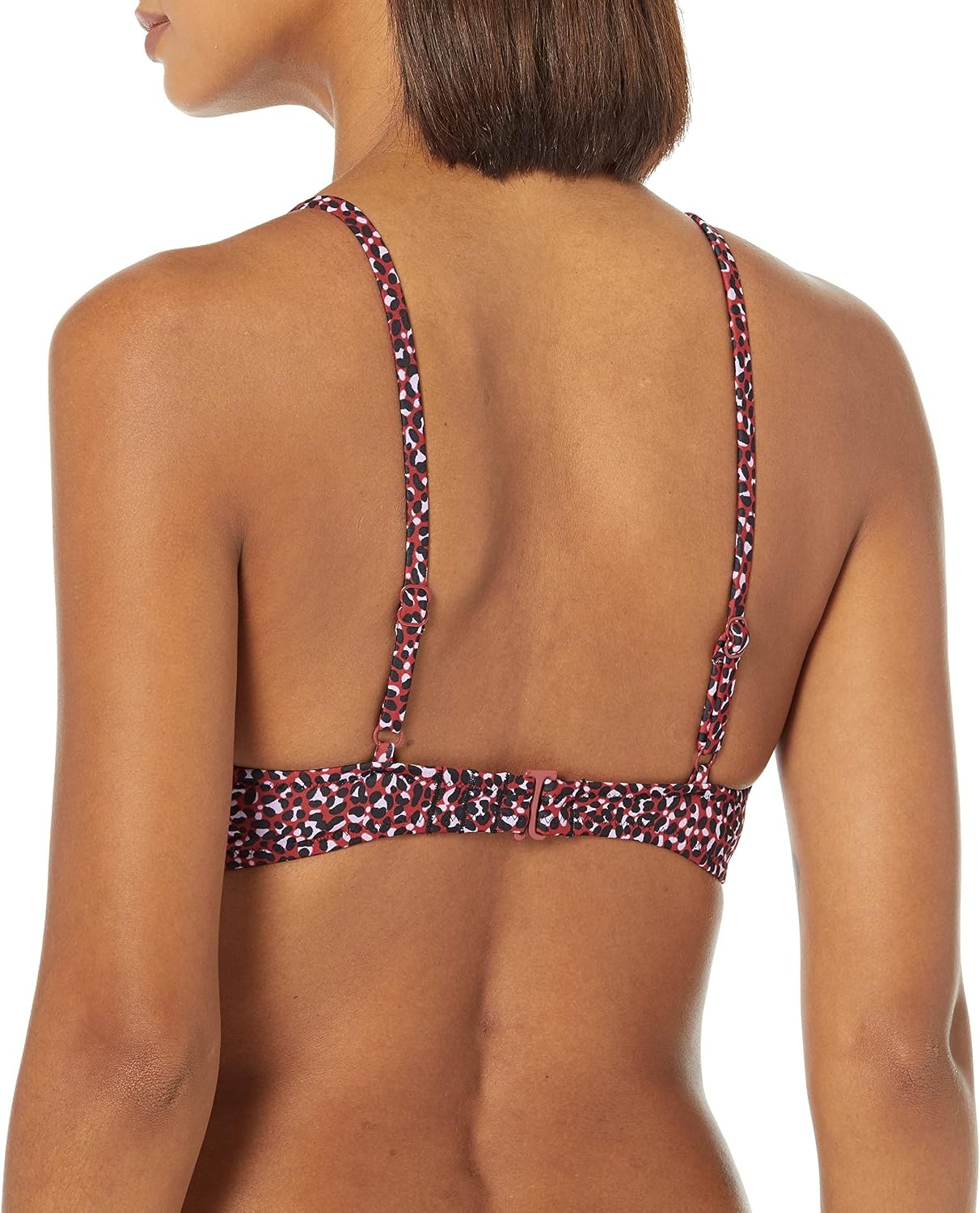 image:imageAmazon Essentials Womens LightSupport Triangle Bikini Swimsuit Top with Adjustable StrapsBrick Red Leopard