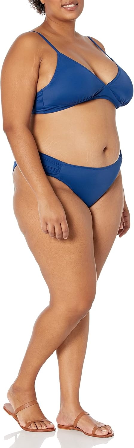 image:imageAmazon Essentials Womens LightSupport Triangle Bikini Swimsuit Top with Adjustable StrapsDeep Blue
