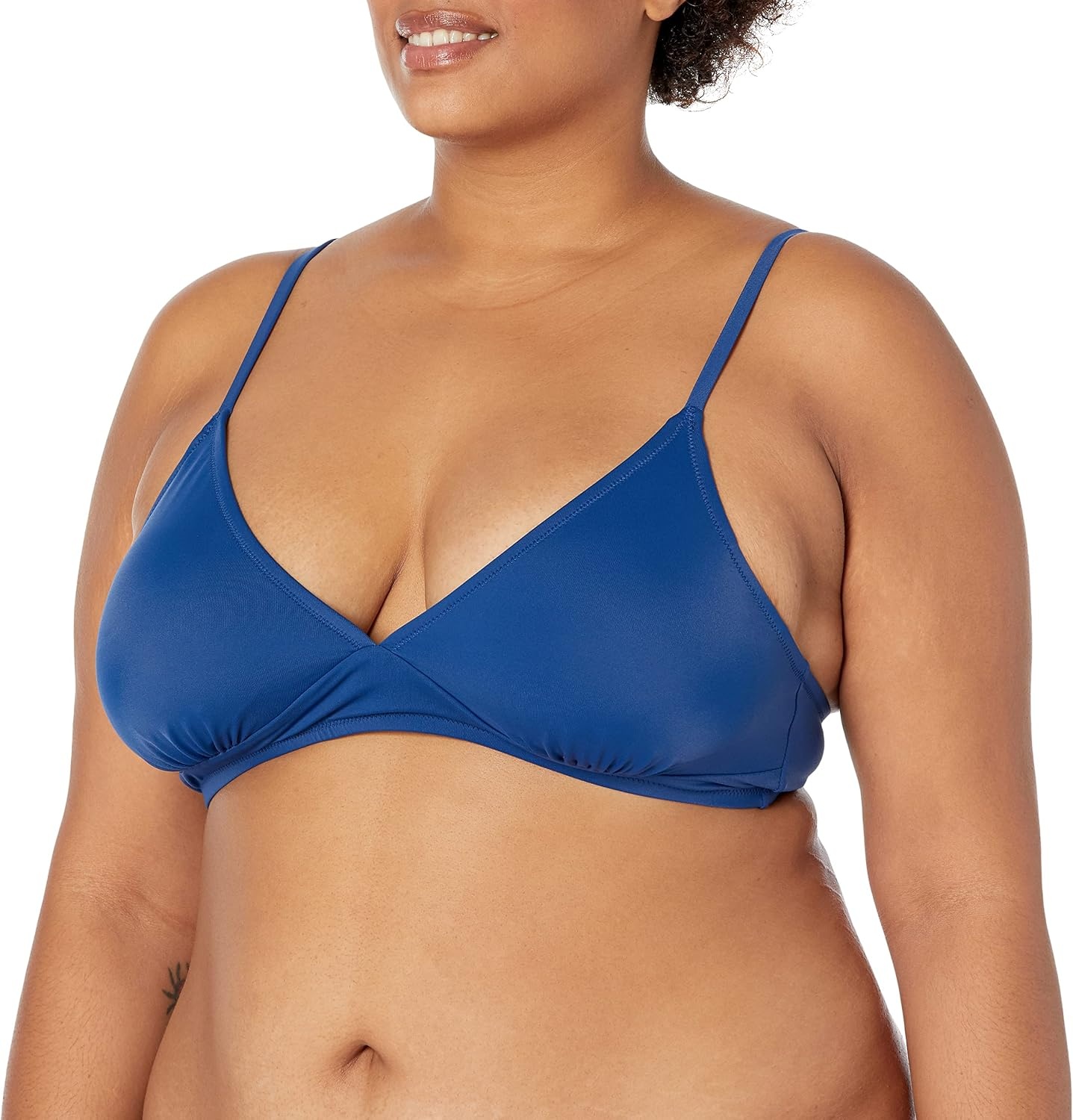 image:imageAmazon Essentials Womens LightSupport Triangle Bikini Swimsuit Top with Adjustable StrapsDeep Blue
