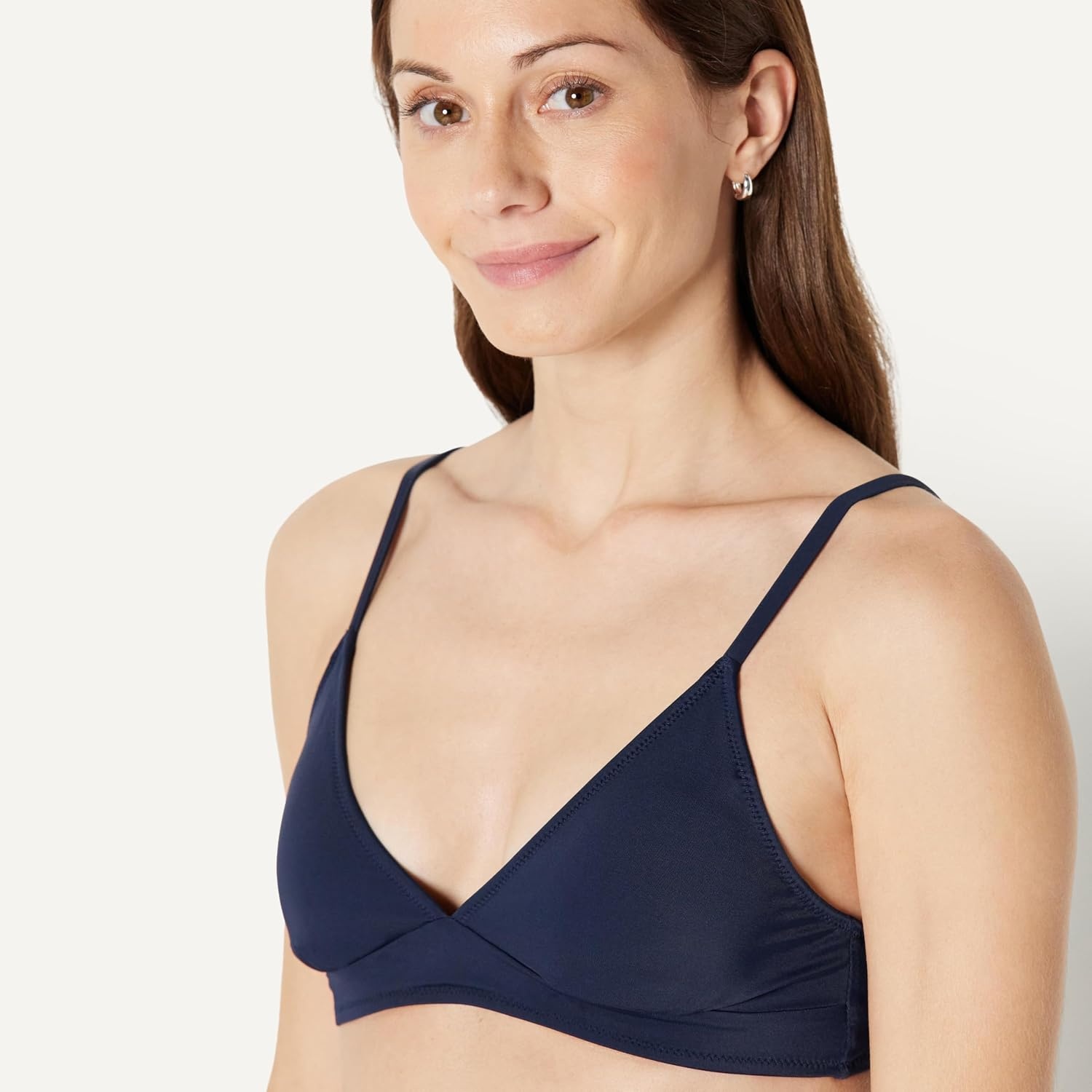 image:imageAmazon Essentials Womens LightSupport Triangle Bikini Swimsuit Top with Adjustable StrapsNavy