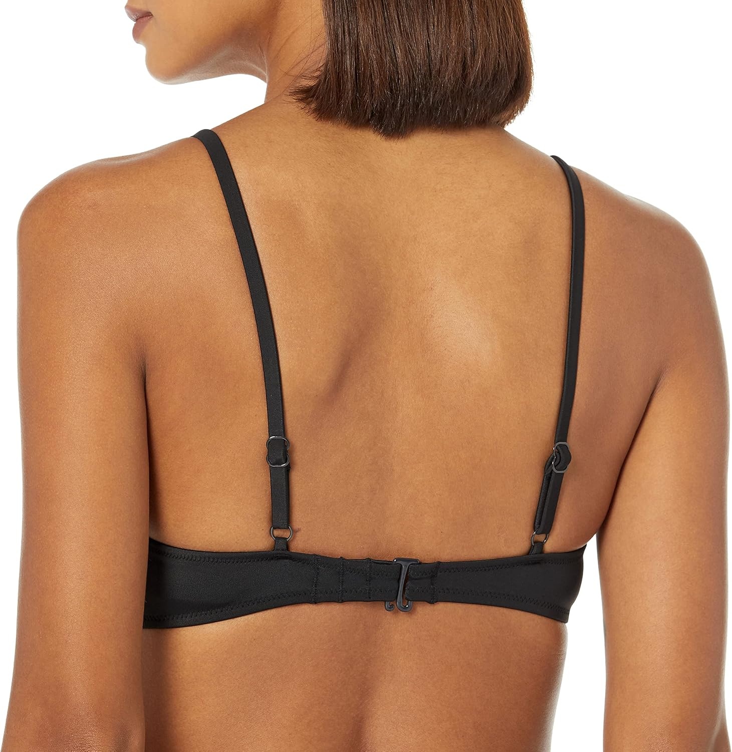 image:imageAmazon Essentials Womens LightSupport Triangle Bikini Swimsuit Top with Adjustable StrapsWashed Black