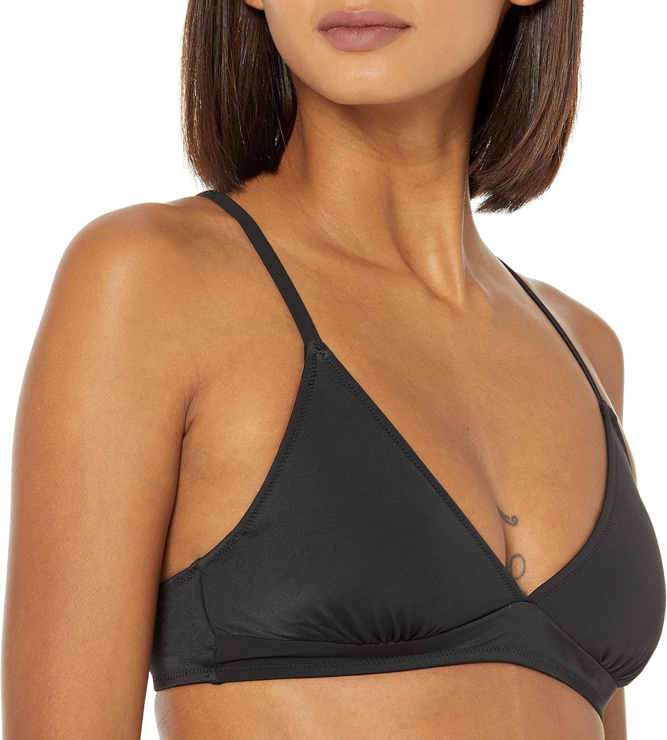 image:imageAmazon Essentials Womens LightSupport Triangle Bikini Swimsuit Top with Adjustable StrapsWashed Black