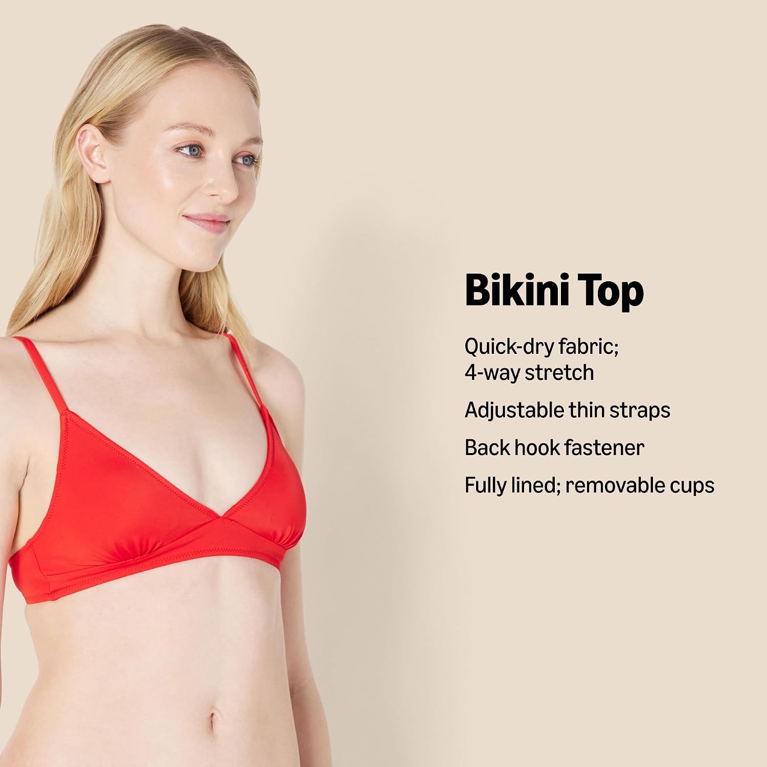 image:imageAmazon Essentials Womens LightSupport Triangle Bikini Swimsuit Top with Adjustable StrapsYellow Multi Folk Floral