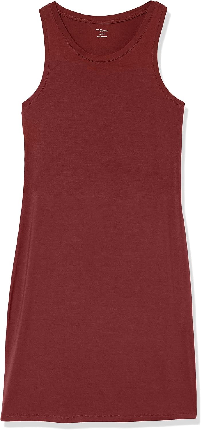 image:imageAmazon Essentials Womens Lightweight Jersey SlimFit Tank Mini DressRich Chestnut Brown