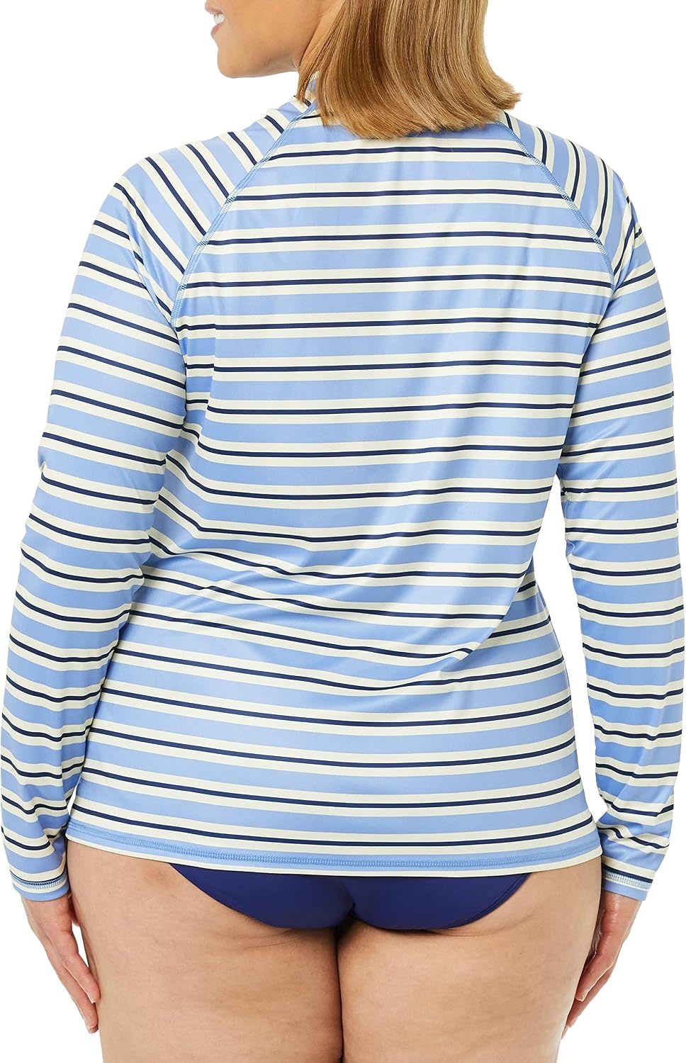 image:imageAmazon Essentials Womens Long Sleeve Rash GuardBlue Horizontal Stripe
