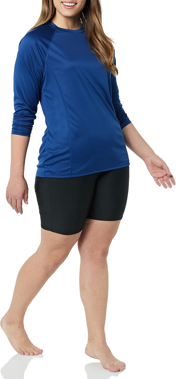 image:imageAmazon Essentials Womens Long Sleeve Rash GuardNavy