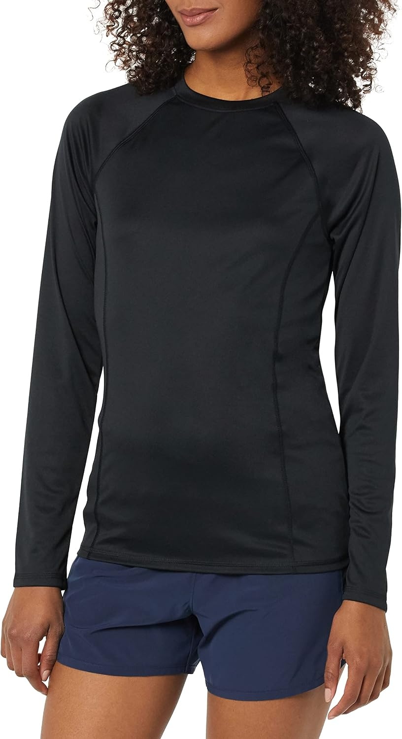 image:imageAmazon Essentials Womens Long Sleeve Rash GuardWashed Black